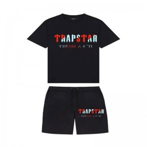 Trapstar Chenille Decoded Set Shorts Herre Sort Danmark | JB56-525