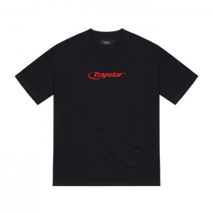 Trapstar Hyperdrive Embroidered Tee T Shirts Herre Sort Rød Danmark | QC26-870