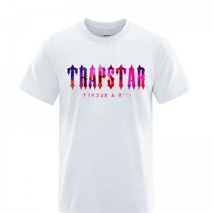 Trapstar London Sunset It's a Secret T Shirts Herre Hvide Danmark | TH48-993