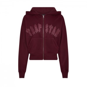 Trapstar Mesh Irongate Arch Hoodie Hættetrøje Dame Bordeaux Danmark | VX78-290