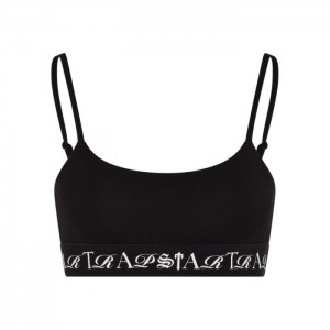 Trapstar Script Bra Top Dame Sort Hvide Danmark | RG79-718