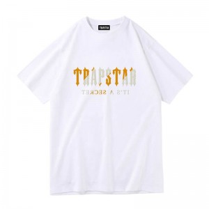 Trapstar Shinning Galaxy its a Secret T Shirts Herre Hvide Danmark | YP29-784