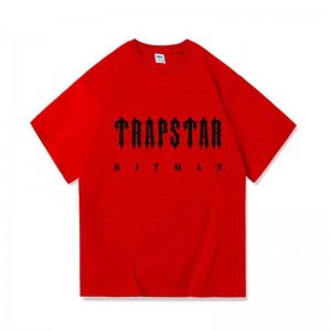 Trapstar X Hitman T Shirts Herre Rød Danmark | RH61-205