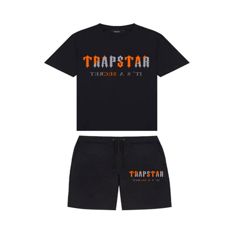 Trapstar Chenille Decoded Set Shorts Herre Sort Danmark | OW11-389