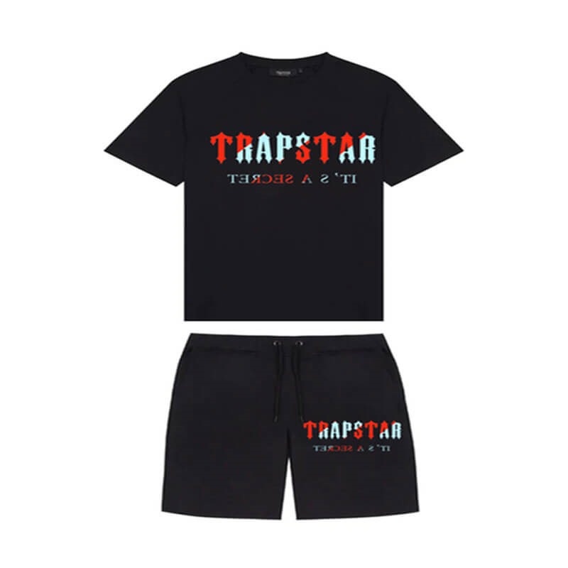 Trapstar Chenille Decoded Set Shorts Herre Sort Danmark | JB56-525