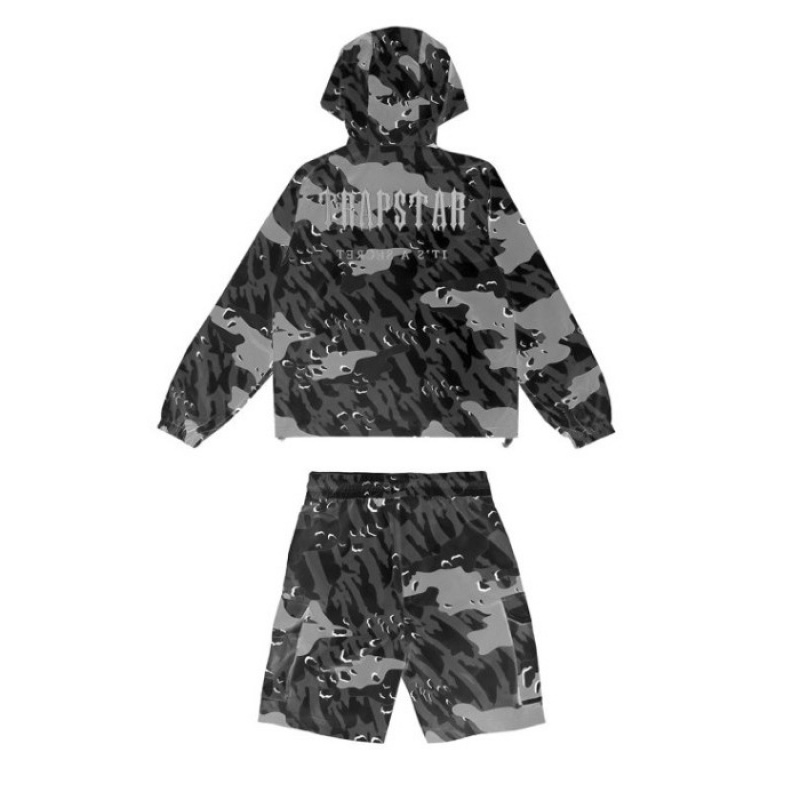 Trapstar Decoded Camo Windbreaker Overtøj Herre Sort Camo Danmark | DX18-077