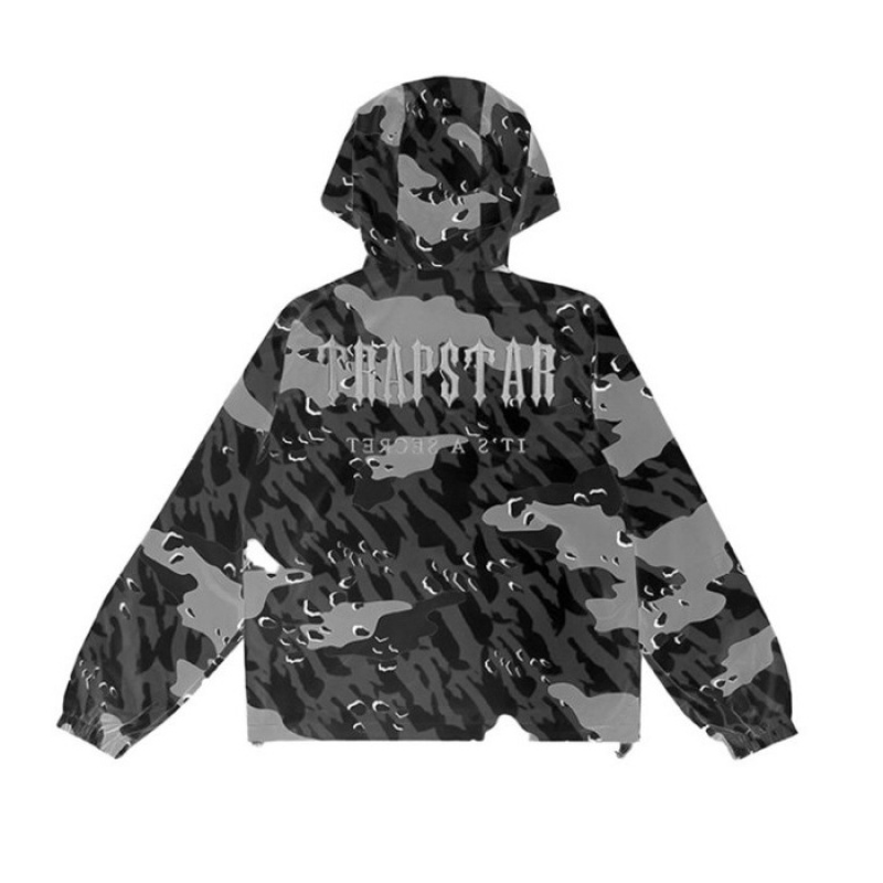 Trapstar Decoded Camo Windbreaker Overtøj Herre Sort Camo Danmark | DX18-077