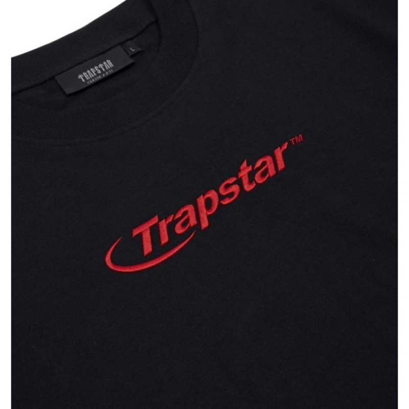 Trapstar Hyperdrive Embroidered Tee T Shirts Herre Sort Rød Danmark | QC26-870