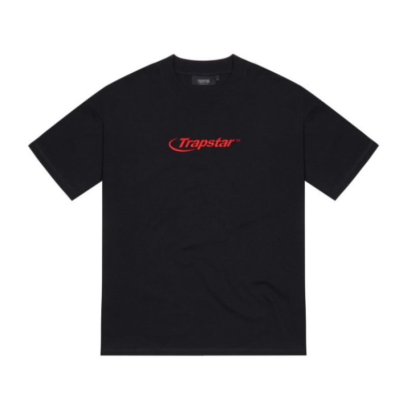 Trapstar Hyperdrive Embroidered Tee T Shirts Herre Sort Rød Danmark | QC26-870