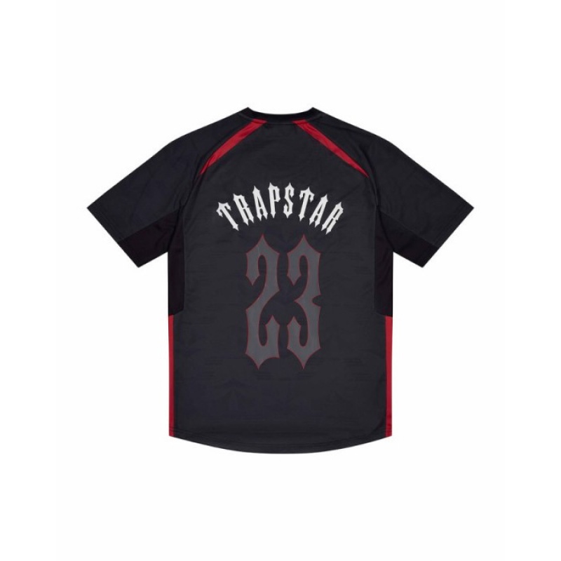 Trapstar Irongate Football Jersey T Shirts Herre Sort Rød Danmark | NO16-157