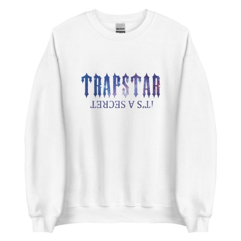 Trapstar It’s A Secret Funny Shining Galaxy Sweatshirts Herre Hvide Danmark | UQ70-372