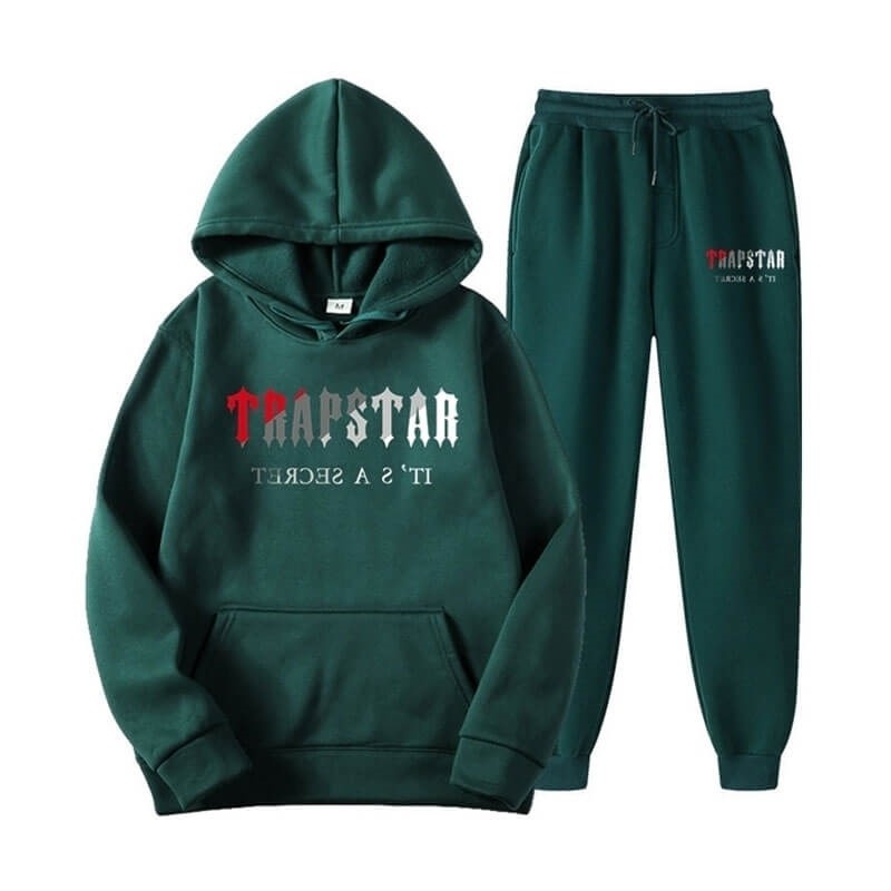 Trapstar It\'s A Secret Set Træningsdragt Herre Bordeaux Grøn Danmark | IS37-660