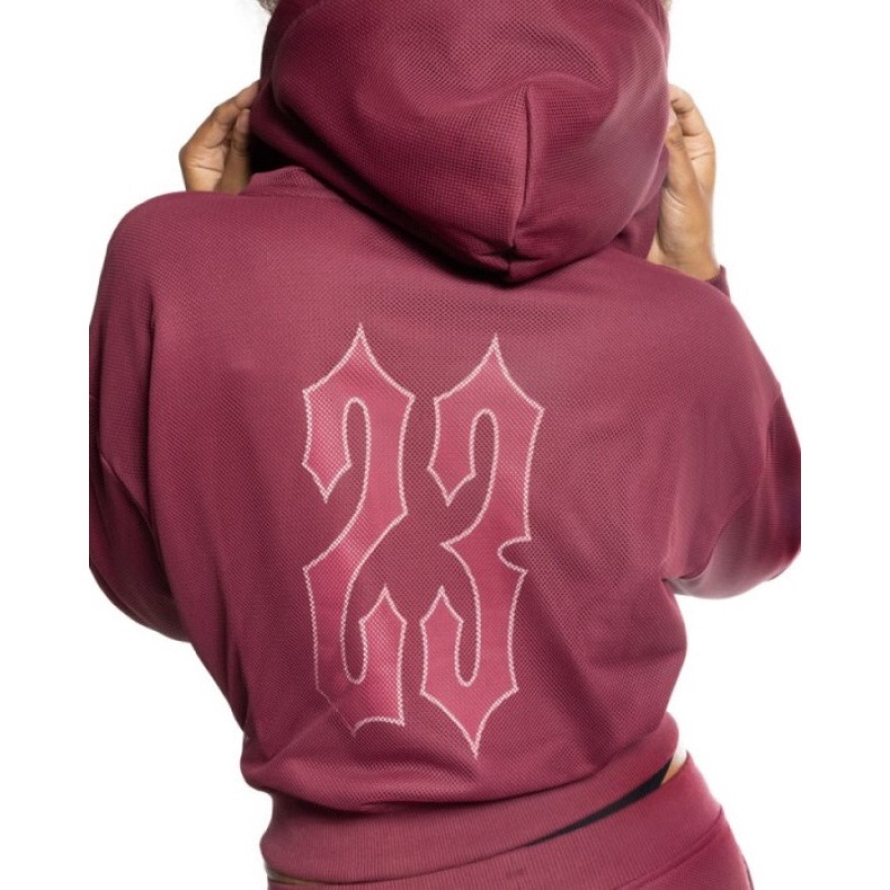 Trapstar Mesh Irongate Arch Hoodie Hættetrøje Dame Bordeaux Danmark | VX78-290