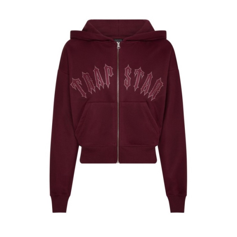 Trapstar Mesh Irongate Arch Hoodie Hættetrøje Dame Bordeaux Danmark | VX78-290