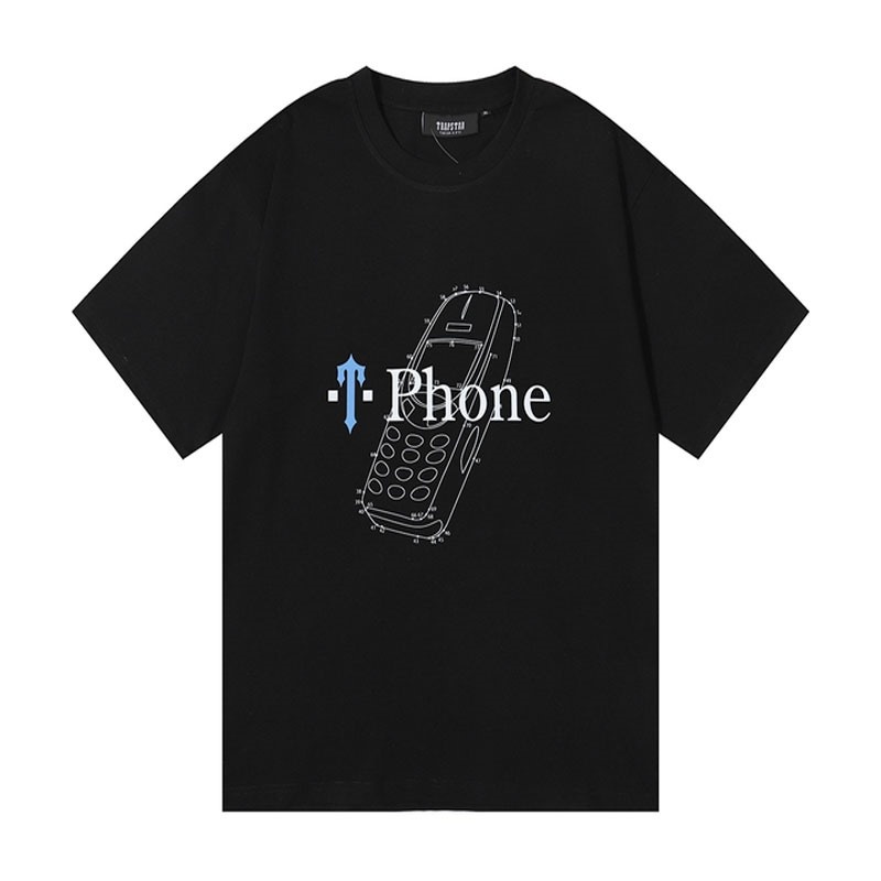 Trapstar Paint Splatter Phone T Shirts Herre Sort Danmark | WK60-497