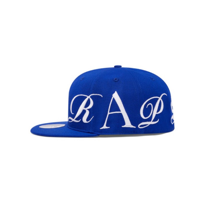 Trapstar Script Fitted Hat Herre Blå Hvide Danmark | OM53-609