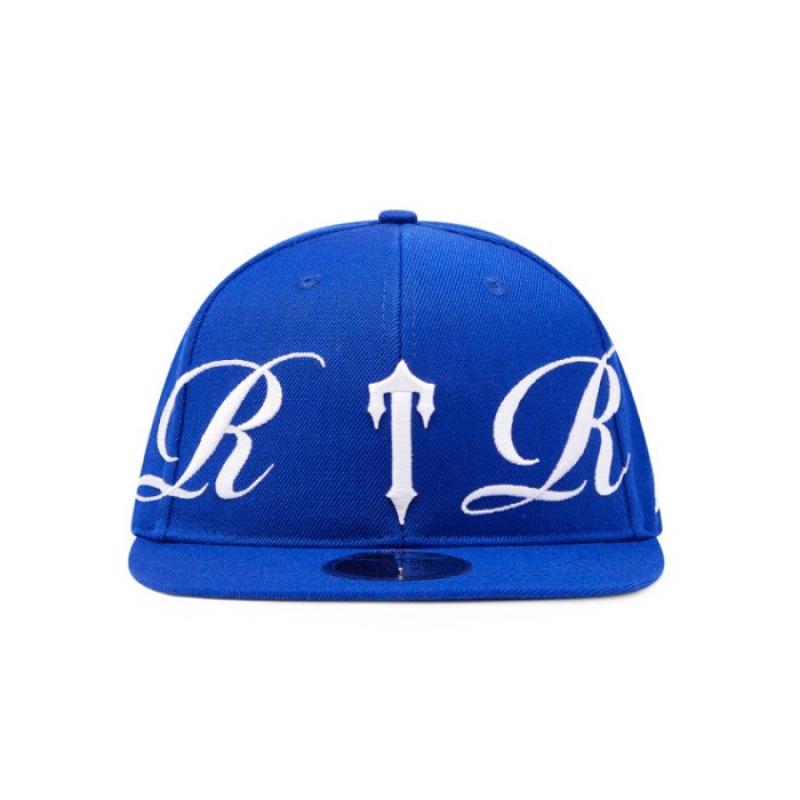 Trapstar Script Fitted Hat Herre Blå Hvide Danmark | OM53-609