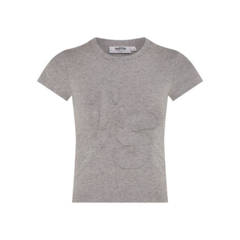 Trapstar TS-Star Applique Baby Tee Top Dame Grå Danmark | AS56-428