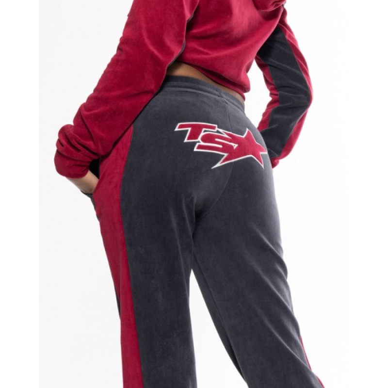 Trapstar TS-Star Velour Track Bottoms Bukser Dame Bordeaux Danmark | VC17-177