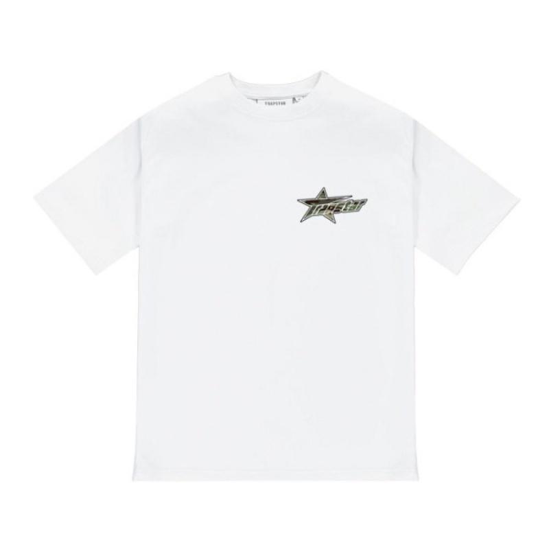 Trapstar Trap Invasion Tee T Shirts Herre Hvide Danmark | QO44-158