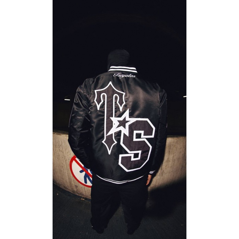 Trapstar Wildcard Varsity Jacket Overtøj Herre Blackout Edition Danmark | BG54-592