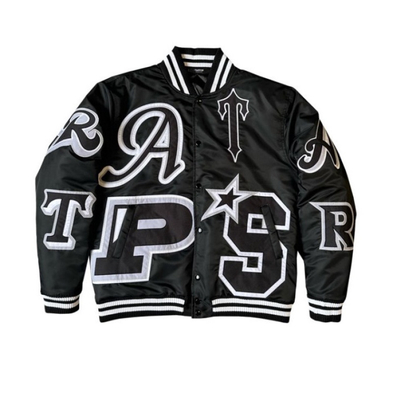 Trapstar Wildcard Varsity Jacket Overtøj Herre Blackout Edition Danmark | BG54-592